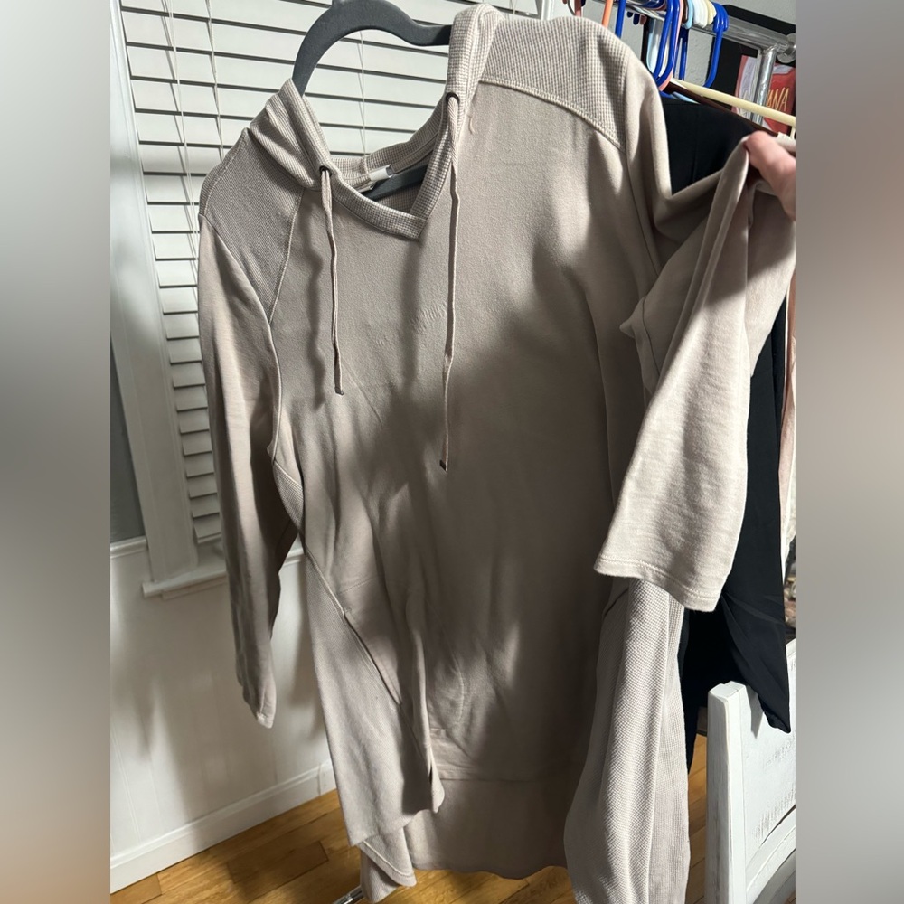 Logo by Lori Goldstein long sleeve beige sweat shirt.